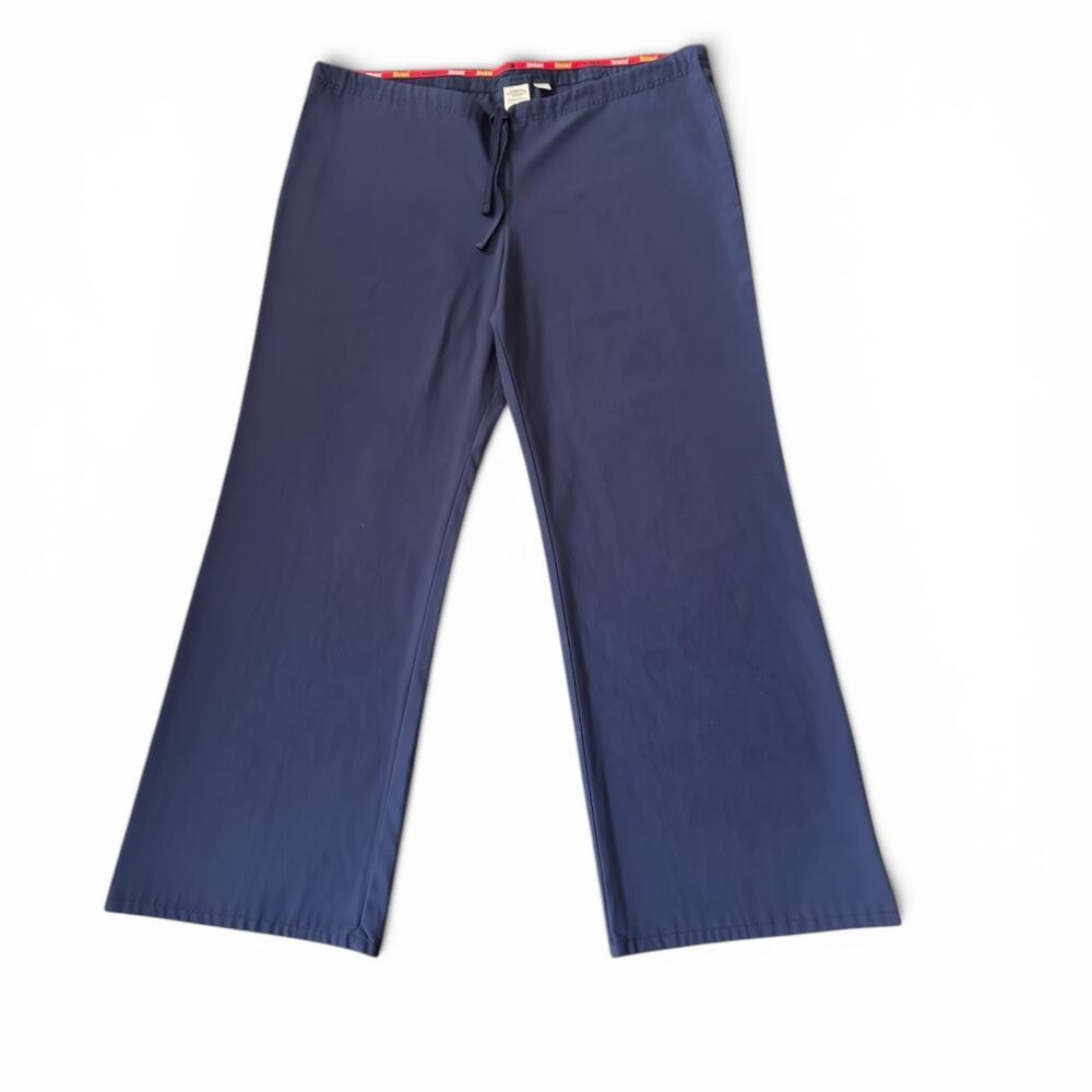 Dickies Women's Navy Scrub‎ Pants Size L Short Mid Rise Drawstring Flare Career